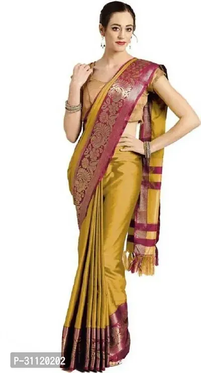 Fancy Cotton Blend Saree With Blouse Piece For Women