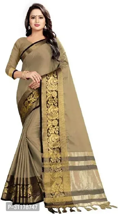 Stylish Brown Art Silk Woven Design Saree With Blouse Piece For Women-thumb0