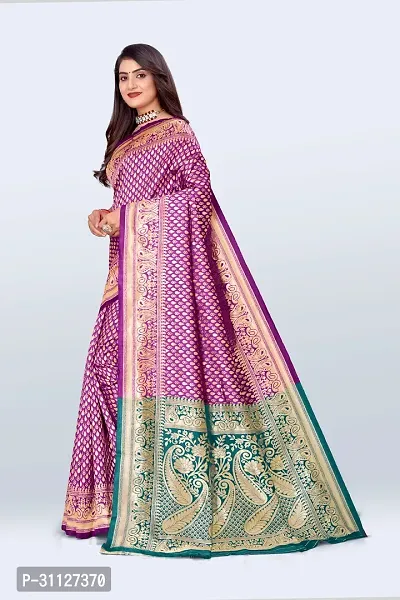 Stylish Art Silk Purple Jacquard Saree with Blouse Piece For Women