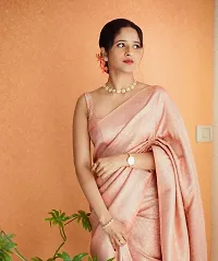 Stylish Peach Art Silk Saree with Blouse piece For Women-thumb1