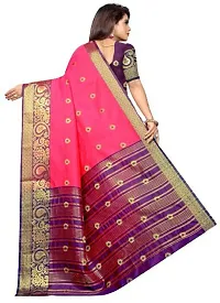 Stylish Chiffon Pink Jacquard Saree with Blouse Piece For Women-thumb1