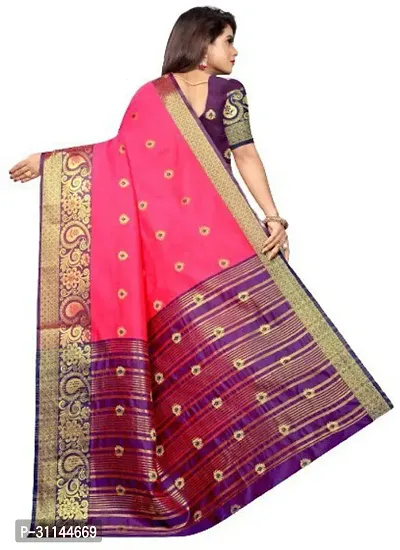 Stylish Chiffon Pink Jacquard Saree with Blouse Piece For Women-thumb2