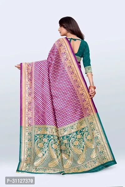 Stylish Art Silk Purple Jacquard Saree with Blouse Piece For Women-thumb2