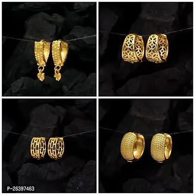 Golden Alloy  Drop Earrings For Women Pair Of 4-thumb0