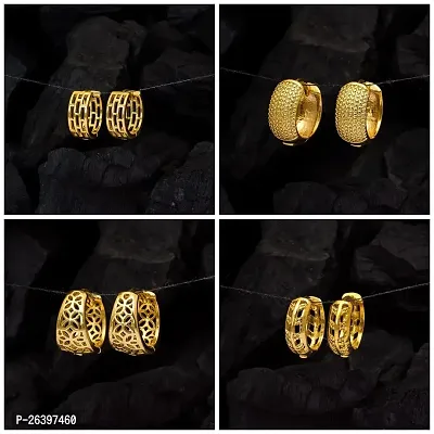 Golden Alloy  Drop Earrings For Women Pair Of 4-thumb0