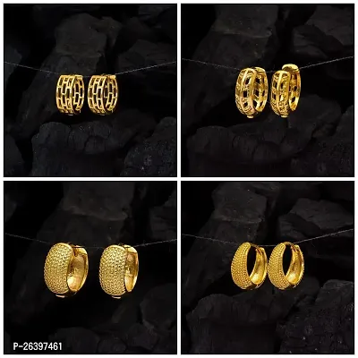 Golden Alloy  Drop Earrings For Women Pair Of 4