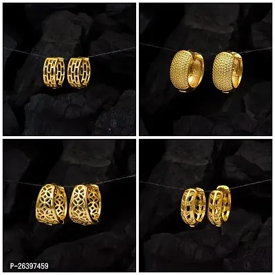 Golden Alloy  Drop Earrings For Women Pair Of 4