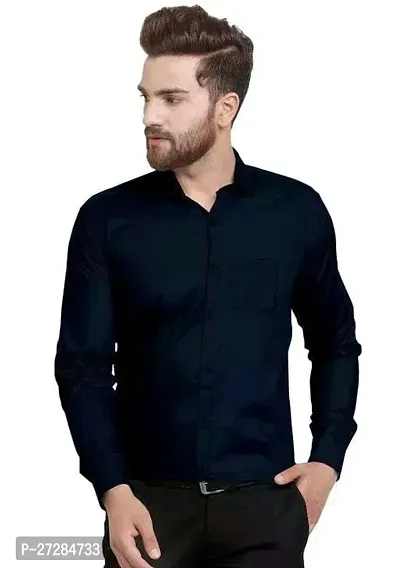 Elegant Cotton Solid Long Sleeves Casual Shirts For Men-thumb0