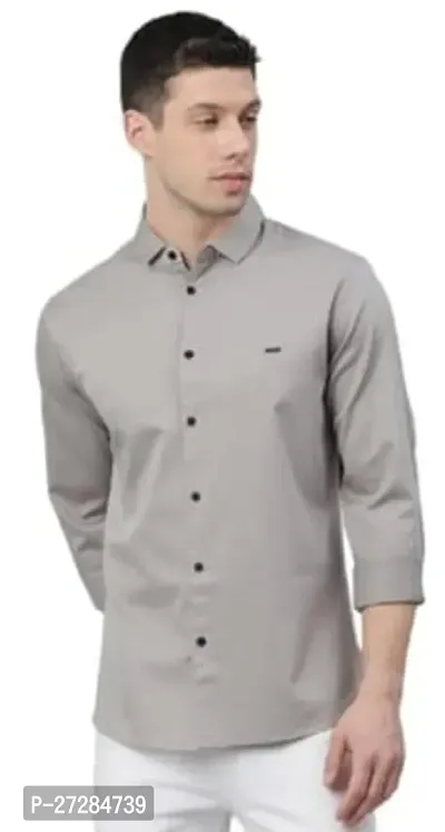 Elegant Cotton Solid Long Sleeves Casual Shirts For Men-thumb0