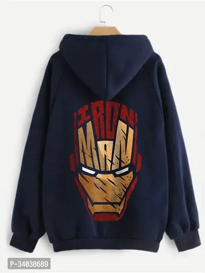 Reliable Navy Blue Cotton Blend Long Sleeves Hooded Sweatshirts For Men-thumb2