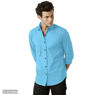 Reliable Polyester Solid Long Sleeves Casual Shirts For Men-thumb0