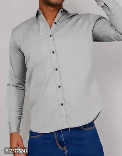 Reliable Polyester Solid Long Sleeves Casual Shirts For Men-thumb0