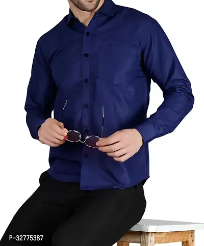 Reliable Polyester Solid Long Sleeves Casual Shirts For Men-thumb0