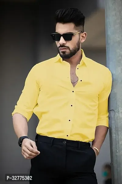 Reliable Polyester Solid Long Sleeves Casual Shirts For Men-thumb0