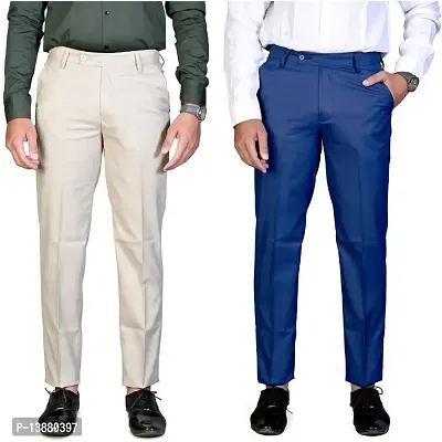 Stylish Viscose Rayon Solid Formal Trousers For Men- 2 Pieces