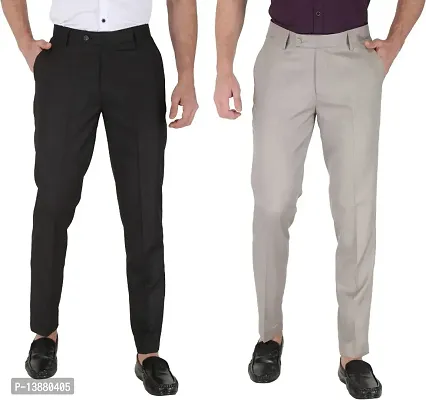 Stylish Viscose Rayon Solid Formal Trousers For Men- 2 Pieces