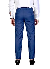 Mens  Navy Blue Regular Fit Formal Trousers-thumb1