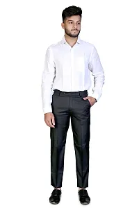 Men's Black Regular Fit Formal Trousers-thumb4