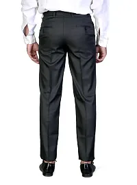 Men's Black Regular Fit Formal Trousers-thumb1