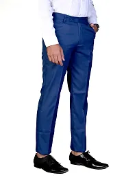 Mens  Navy Blue Regular Fit Formal Trousers-thumb3