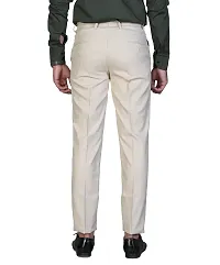 Men's Beige Regular Fit Formal Trousers-thumb1