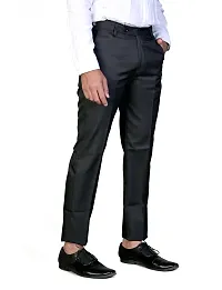 Men's Black Regular Fit Formal Trousers-thumb3