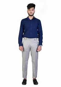 Men's Grey Regular Fit Formal Trousers-thumb4