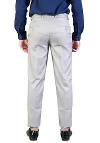 Men's Grey Regular Fit Formal Trousers-thumb1
