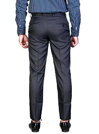 Men's Dark Blue Regular Fit Formal Trousers-thumb1