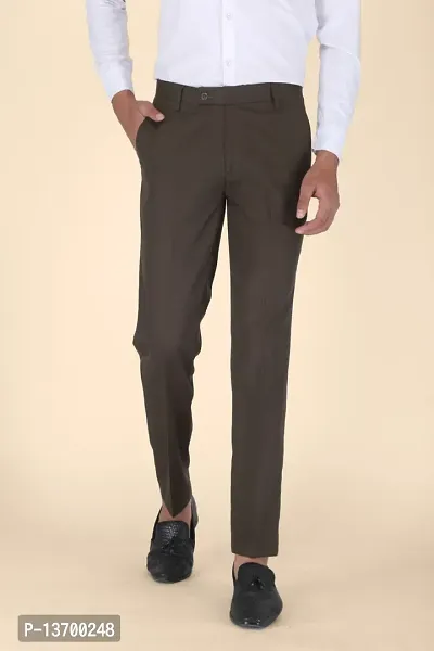 Stylish Green Polycotton Solid Formal Trousers For Men-thumb0