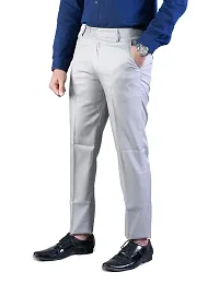 CHARLIE CARLOS Men's Regular Fit Formal Trousers/Pants (Polyester Viscose Blend,38) Men Grey-thumb2