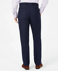 Stylish Dark Blue Viscose Rayon Solid Formal Trousers For Men-thumb1