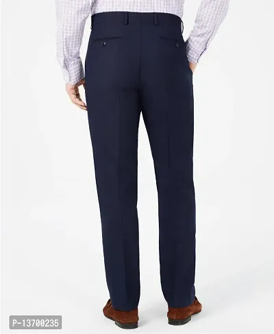Stylish Dark Blue Viscose Rayon Solid Formal Trousers For Men-thumb2