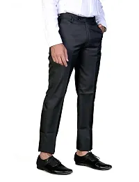 CHARLIE CARLOS Men's Regular Fit Formal Trousers/Pants (Polyester Viscose Blend,36) Black-thumb3