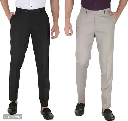 Elegant Viscose Solid  Formal Trousers For Men- 2 Pieces-thumb0
