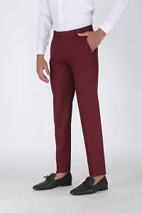 Stylish Maroon Viscose Rayon Solid Formal Trousers For Men-thumb2
