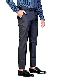 CHARLIE CARLOS Men's Regular Fit Formal Trousers/Pants (Polyester Viscose Blend,34) Men Dark Blue-thumb1