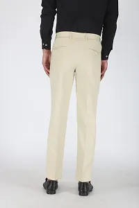 Stylish Beige Viscose Rayon Solid Formal Trousers For Men-thumb1