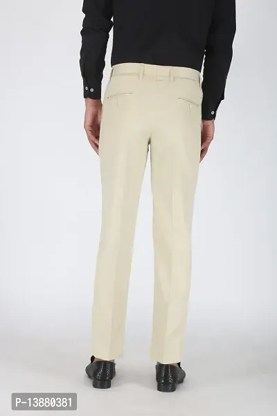 Stylish Beige Viscose Rayon Solid Formal Trousers For Men-thumb2