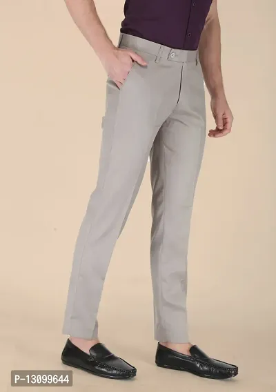 Stylish Grey Viscose Rayon Solid  Formal Trousers For Men