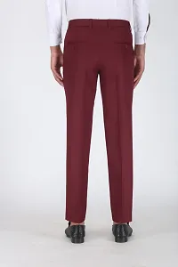 Stylish Maroon Viscose Rayon Solid Formal Trousers For Men-thumb1