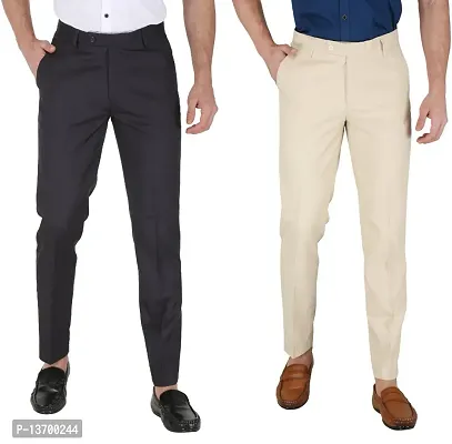 Elegant Polyester Solid  Formal Trousers For Men- 2 Pieces-thumb0