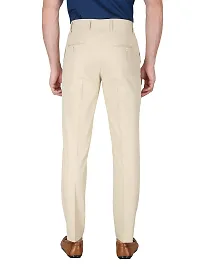 CHARLIE CARLOS Men's Slim Fit Formal Trousers (Polyester Viscose Blend,30) Beige-thumb1