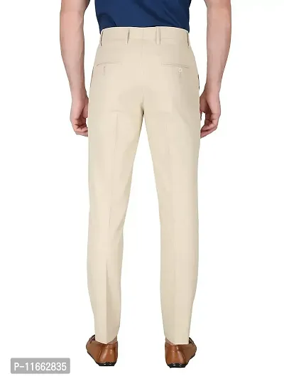 CHARLIE CARLOS Men's Slim Fit Formal Trousers (Polyester Viscose Blend,30) Beige-thumb2