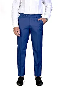 CHARLIE CARLOS Men's Regular Fit Formal Trousers (Polyester Viscose Blend, 40) Navy Blue-thumb2