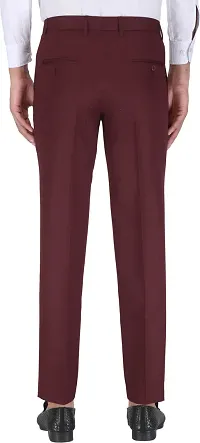 Stylish Maroon Polycotton Solid Formal Trousers For Men-thumb1