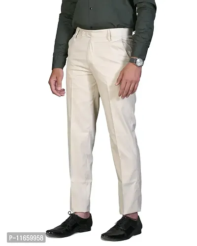 CHARLIE CARLOS Men's Regular Fit Formal Trousers/Pants (Polyester Viscose Blend,36) Fawn Beige-thumb3