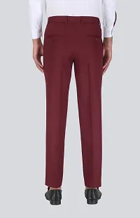 Stylish Maroon Cotton Blend Solid Formal Trousers For Men-thumb1