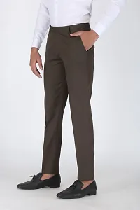 Stylish Green Polycotton Solid Formal Trousers For Men-thumb2