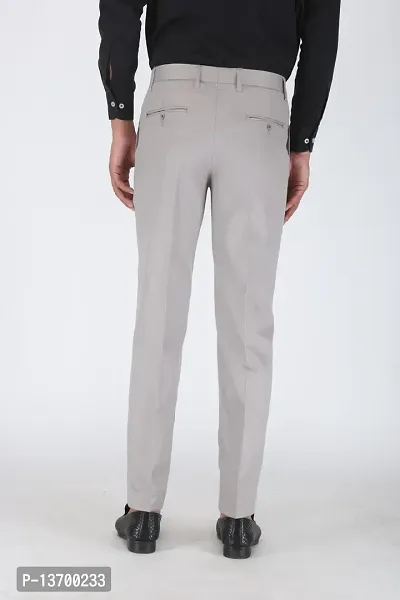 Stylish Grey Viscose Rayon Solid Formal Trousers For Men-thumb2
